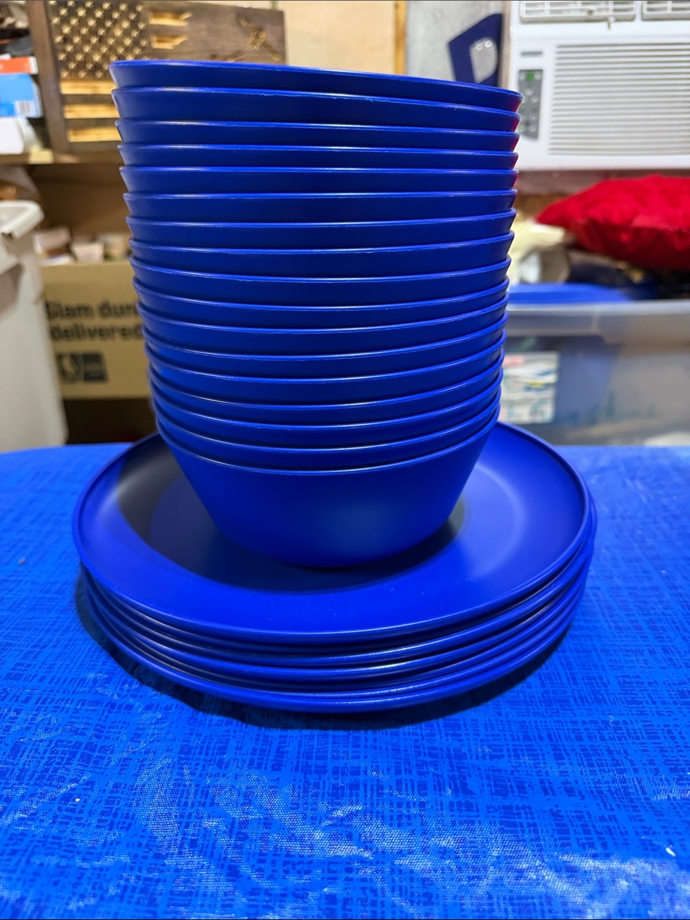 Blue Reusable Party Bowls and Plates Set - Multipack